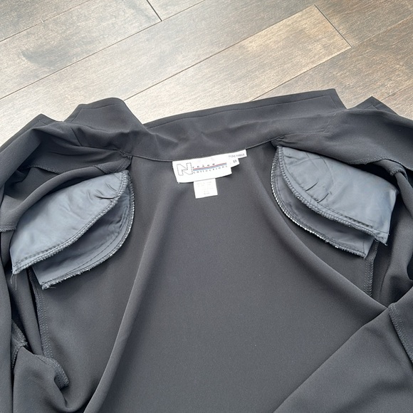 NYGARD COLLECTIONS Women’s Black Lightweight Blouse Blazer, Dressy Button Up Top - Picture 7 of 10